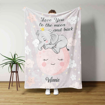 Custom Baby Blanket, Elephant Blanket, Cloud Blanket, Blanket For Baby, Baby Blanket With Name, Family Blanket