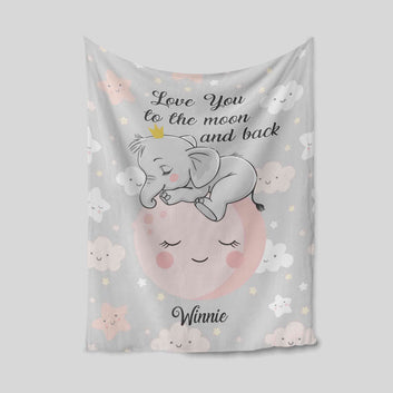 Custom Baby Blanket, Elephant Blanket, Cloud Blanket, Blanket For Baby, Baby Blanket With Name, Family Blanket