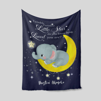 Custom Baby Blanket, Elephant Blanket, Moon Blanket, Blanket For Baby, Baby Blanket With Name, Family Blanket