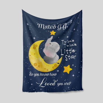 Custom Baby Blanket, Elephant Blanket, Moon Blanket, Blanket For Baby, Baby Blanket With Name, Family Blanket