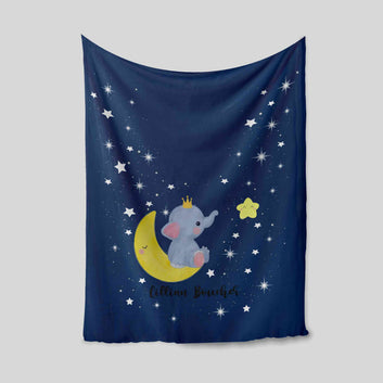 Custom Baby Blanket, Elephant Blanket, Moon Blanket, Blanket For Baby, Baby Blanket With Name, Family Blanket