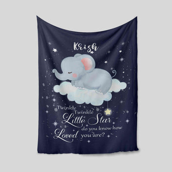 Custom Baby Blanket, Elephant Blanket, Cloud Blanket, Blanket For Baby, Baby Blanket With Name, Family Blanket