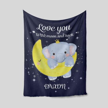 Custom Baby Blanket, Elephant Blanket, Moon Blanket, Blanket For Baby, Baby Blanket With Name, Family Blanket