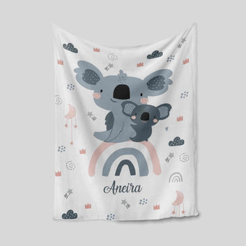Custom Baby Blanket, Koala Blanket, Cartoon Blanket, Blanket For Baby, Baby Blanket With Name, Family Blanket