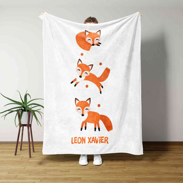 Custom Baby Blanket, Cute Blanket, Fox Blanket, Baby Blanket With Name, Family Blanket