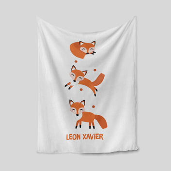 Custom Baby Blanket, Cute Blanket, Fox Blanket, Baby Blanket With Name, Family Blanket
