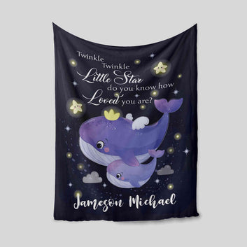 Custom Baby Blanket, Star Blanket, Whale Blanket, Baby Blanket With Name, Family Blanket