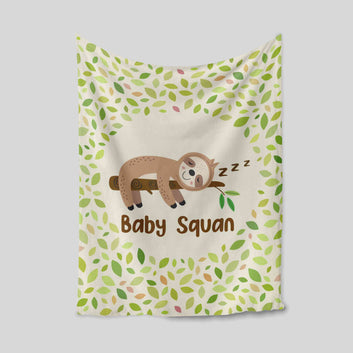 Custom Baby Blanket, Sloth Blanket, Cute Blanket, Baby Blanket With Name, Family Blanket