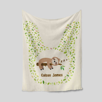 Custom Baby Blanket, Sloth Blanket, Cute Blanket, Baby Blanket With Name, Family Blanket