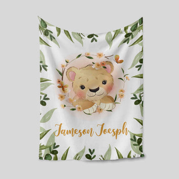 Custom Baby Blanket, Lion Blanket, Cute Blanket, Baby Blanket With Name, Family Blanket