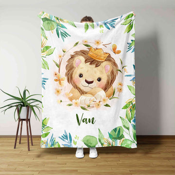 Custom Baby Blanket, Lion Blanket, Cute Blanket, Baby Blanket With Name, Family Blanket