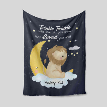 Custom Baby Blanket, Lion Blanket, Moon Blanket, Baby Blanket With Name, Family Blanket