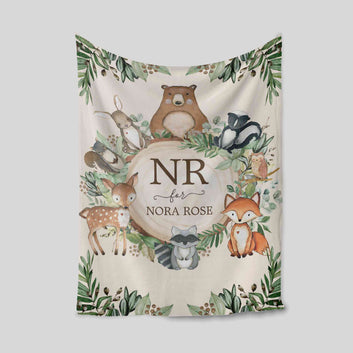 Custom Baby Blanket, Woodland Baby Blanket, Baby Blanket With Name, Fox Blanket, Bear Blanket, Baby Blanket, Kids Blanket