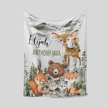 Custom Baby Blanket, Woodland Baby Blanket, Baby Blanket With Name, Fox Blanket, Bear Blanket, Baby Blanket, Kids Blanket