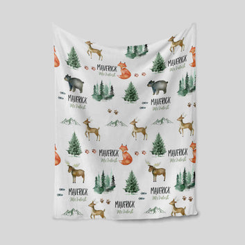 Custom Baby Blanket, Woodland Baby Blanket, Baby Blanket With Name, Fox Blanket, Bear Blanket, Baby Blanket, Kids Blanket