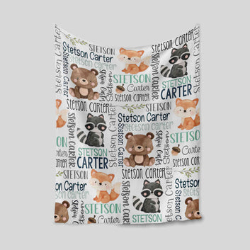 Custom Baby Blanket, Woodland Baby Blanket, Baby Blanket With Name, Fox Blanket, Bear Blanket, Baby Blanket, Kids Blanket