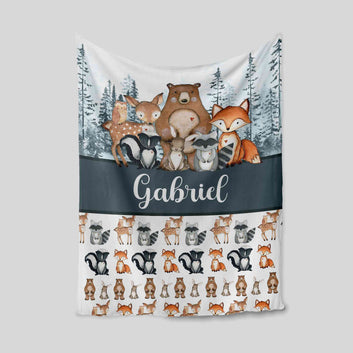 Custom Baby Blanket, Woodland Baby Blanket, Baby Blanket With Name, Fox Blanket, Bear Blanket, Baby Blanket, Kids Blanket