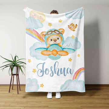 Custom Baby Blanket, Bear Blanket, Baby Blanket With Name, Cute Blanket, Baby Blanket, Family Blanket, Kids Blanket