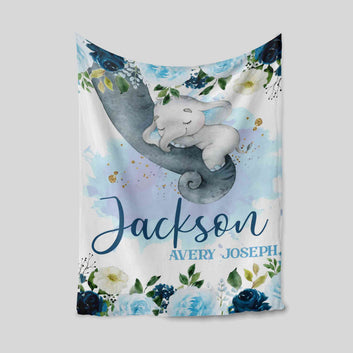 Custom Baby Blanket, Baby Girl Blanket, Elephant Blanket, Rose Blanket, Baby Blanket With Name, Baby Blanket, Kids Blanket