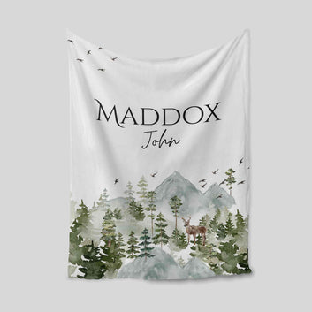 Custom Baby Blanket, Woodland Baby Blanket, Baby Blanket With Name, Deer Blanket, Baby Blanket, Family Blanket, Kids Blanket