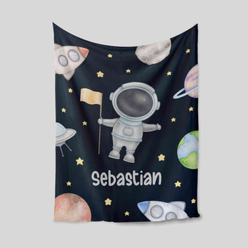Custom Baby Blanket, Baby Blanket With Name, Astronaut Blanket, Cartoon Blanket, Baby Boy Blankets, Kids Blanket