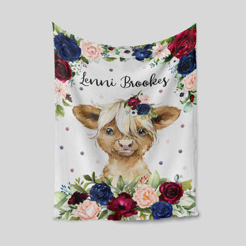 Custom Baby Blanket, Baby Girl Blanket, Cow Blanket, Rose Blanket, Baby Blanket With Name, Baby Blanket, Kids Blanket