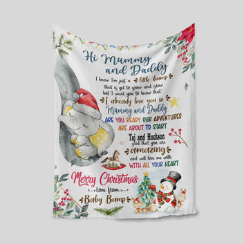 Hi Mummy And Daddy Blanket, Elephant Blanket, Christmas Blanket, Blankets For Christmas, Custom Name Blanket, Baby Blanket