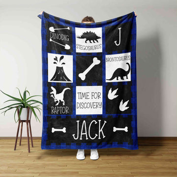 Custom Baby Blanket, Time For Discovery Blanket, Dinosaur Blanket, Baby Blanket With Name, Baby Blanket, Kids Blanket