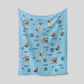 Custom Dog Face Blankets, Personalized Pet Photo Blanket, Dog Blanket, Labrador Blanket, Paw Blanket, Custom Name Blanket, Gift Blanket