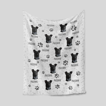 Custom Dog Face Blankets, Personalized Pet Photo Blanket, Dog Blanket, Patterdale Blanket, Paw Blanket, Custom Name Blanket, Gift Blanket