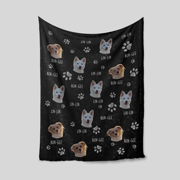 Custom Dog Face Blankets, Personalized Pet Photo Blanket, Dog Blanket, Paw Blanket, Custom Name Blanket, Gift Blanket
