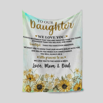 To Our Daughter Blanket, Blanket From Mom And Dad, Sunflower Blanket, Custom Name Blanket, Family Blanket, Gift Blanket