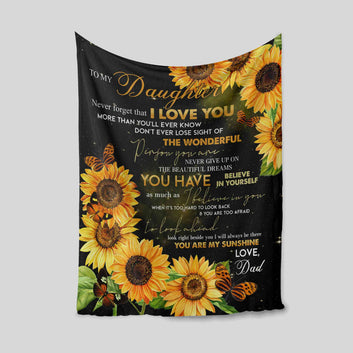 To My Daughter Blanket, Blanket From Dad, Sunflower Blanket, Custom Name Blanket, Family Blanket, Gift Blanket