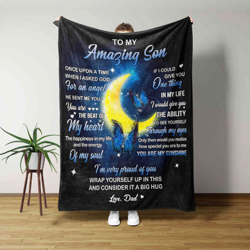 To My Amazing Son Blanket, Blanket From Dad, Butterfly Blanket, Moon Blanket, Custom Name Blanket, Family Blanket, Gift Blanket