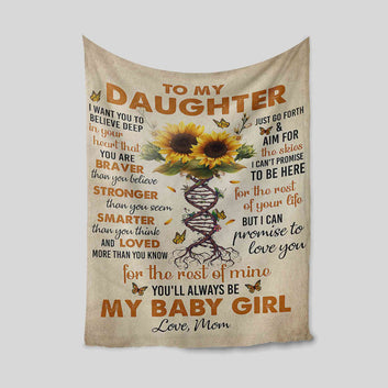 To Our Daughter Blanket, Blanket From Mom, Sunflower Blanket, Custom Name Blanket, Family Blanket, Gift Blanket