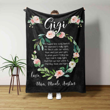 Gigi Blanket, We Hugged This Blanket, Mother's Day Gift Blanket, Personalized Name Blanket, Gift For Grandma Blanket