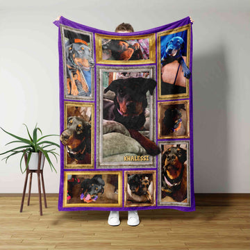 Rottweiler Blanket, Dog Blanket With Name, Dog Lover Blanket, Pet Blanket, Custom Name Blanket, Gift Blanket