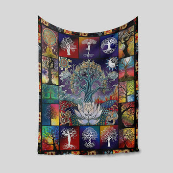 Tree Of Life Sun Moon Wicca Blanket, Family Blanket, Tree Of Life Pattern Blanket, Gift Blanket