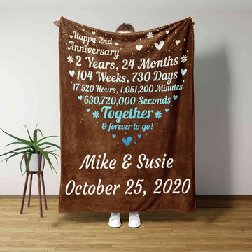 Happy 2rd Anniversary Blanket, Personalized Anniversary Blanket, Wedding Anniversary Notebook Blanket, Gift Blanket For Couple