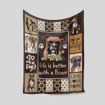 Life Is Better With A Boxer Blanket, Pet Blanket, Blanket For Dog Lover, Family Blanket, Gift Blanket
