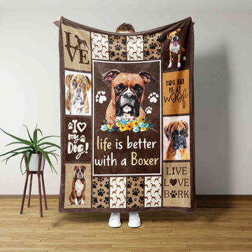 Life Is Better With A Boxer Blanket, Pet Blanket, Blanket For Dog Lover, Family Blanket, Gift Blanket