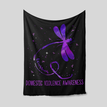 Domestic Violence Awareness Blanket, Dragonfly Blanket, Warrior Breast Cancer Blanket, Gift Blanket