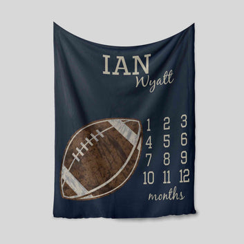 Custom Baby Blanket, Football Blanket, Month Blanket, Baby Blanket, Milestone Blanket, Gift Blanket
