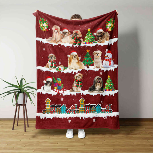 Christmas Blanket, Christmas Dog Blanket, Snowman Blanket, Family Blanket, Blanket For Gift, Gift For Dog Lover Blanket