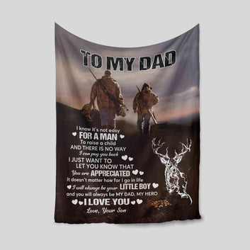 Personalized To My Dad Blanket, Hunting Blanket, Father's Day Gift Blanket, Custom Name Blanket, Family Blanket