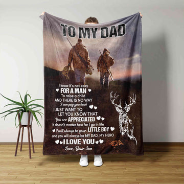 Personalized To My Dad Blanket, Hunting Blanket, Father's Day Gift Blanket, Custom Name Blanket, Family Blanket