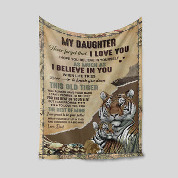 My Daughter Victoria Blanket, Tiger Blanket, Blanket For Daughter From Dad And Mom, Custom Name Blanket, Gift Blanket