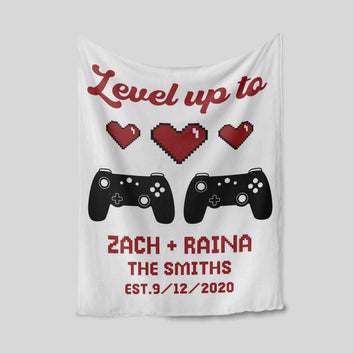 Personalized Video Games Blanket, Level Up To Blanket, Gamer Blanket, Custom Name Blanket, Anniversary Blanket, Blanket For Couple