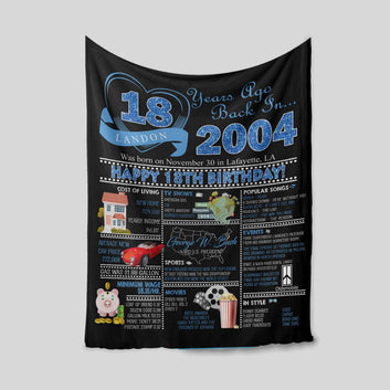 Personalized Happy 18th Birthday Newspaper Blanket, Birthday Blanket, Custom Name Blanket, Gift Blanket