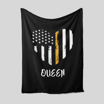 Heart American Flag Blanket, Custom Name Blanket, Family Blanket, Gift Blanket